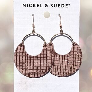 Nickel & Suede Textured Pink Earrings